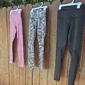 Lululemon Size 4 Leggings Set - Pink, Black, and Patterned